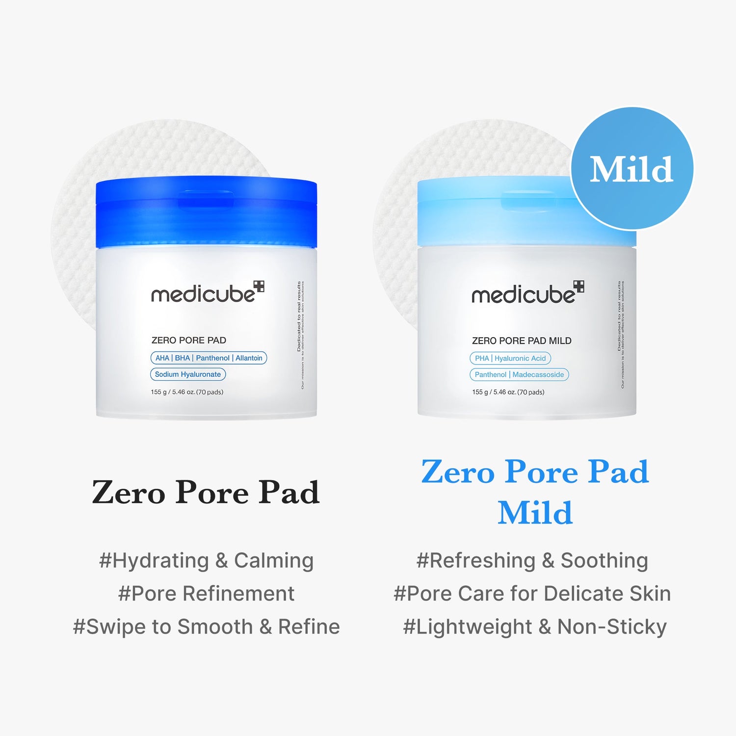 Medicube Zero Pore Madecassoside Pads (Mild)